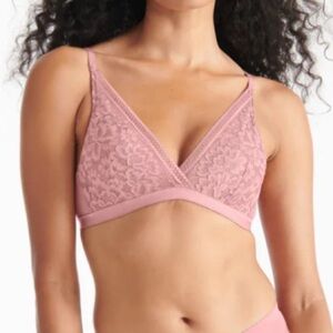 Knox Pink Lace Deep V-Neck Bra (Size Small)